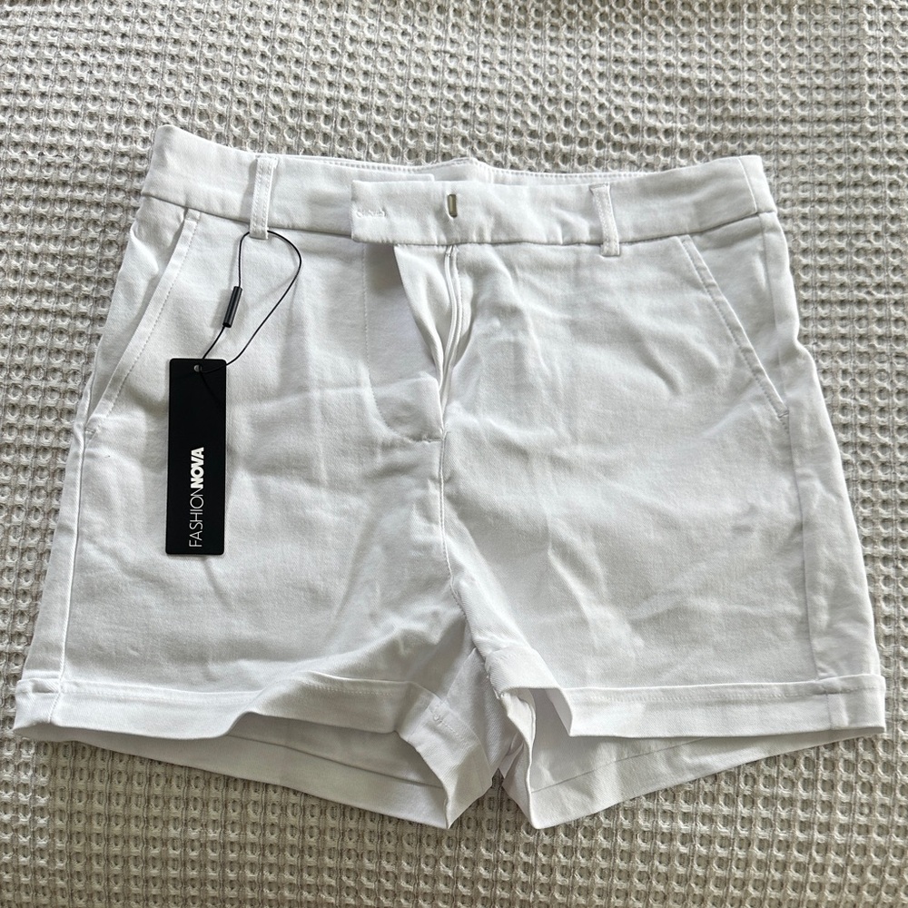 Fashion Nova High Waist White Shorts